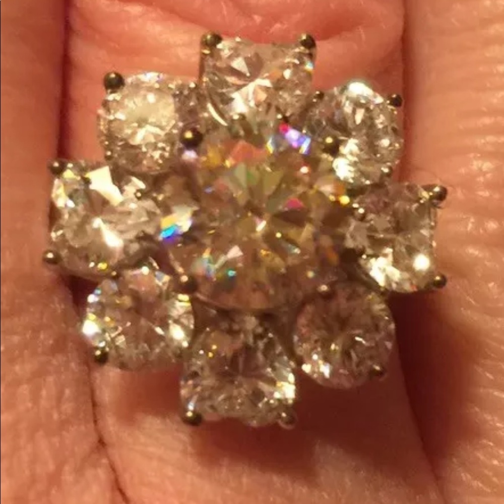 Strontium Titanate w/CZ Heart & Round Silver Ring